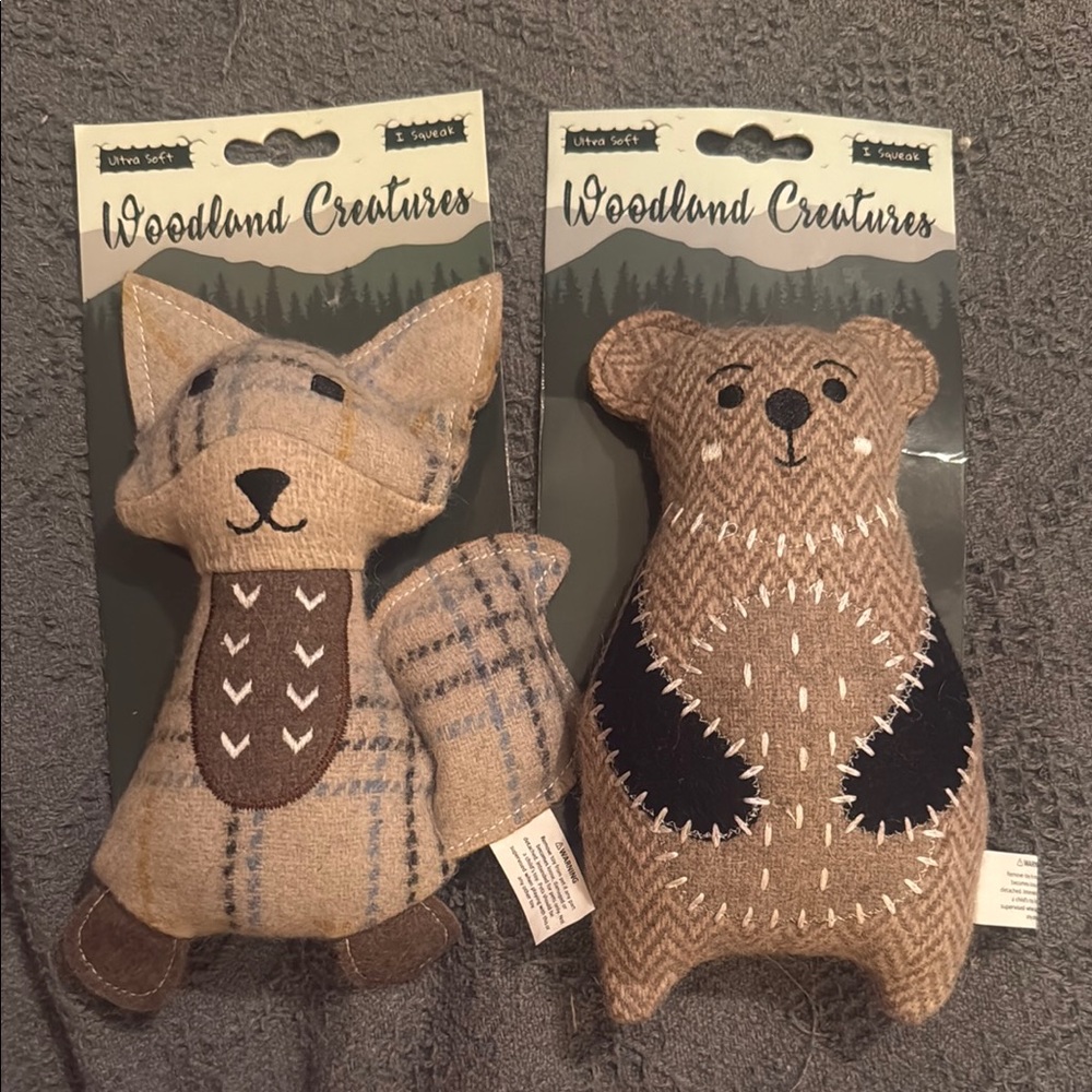 Woodland Creatures Plush Dog Toy Set